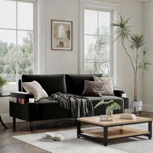 80''Modern Loveseat Sofa for Living Room,Small Couch with Cup Holder&Storage Bag for Bedroom Office,3-Seater with Plush Cushions&Sturdy Wood Frame - 1 of 4