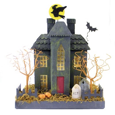 Cody Foster 12.5" Haunting Witch House Bats Moon Halloween Putz  -  Decorative Figurines