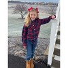 Girls Long Sleeve Ruffle Plaid Shirts Front Button Down Shirts for Girls Waist Knot Plaid Shirts - 3 of 4