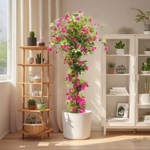 Artificial Bougainvillea Tree with Realistic Flowers and Leaves, Lightweight Potted Faux Plant for Office, Living Room, Balcony, or Garden - 1 of 4