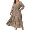 Agnes Orinda Women's Plus Size Polka Dots Boho Flowy Long Lantern Sleeve Ruffle Hem A Line Dresses - 2 of 4