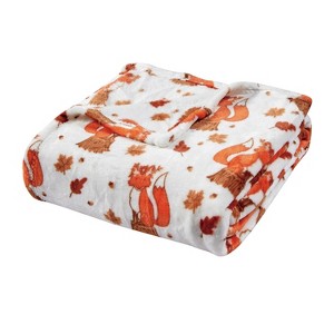 Plazatex Fall Vixen Plush Decorative All Season Throw Blanket 50" X 60" White - 1 of 4
