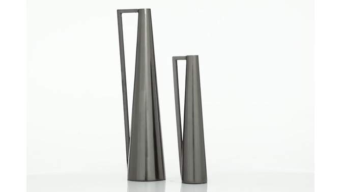 Set of 2 Modern Tapered Iron Pitcher Vases - Olivia & May, 2 of 5, play video