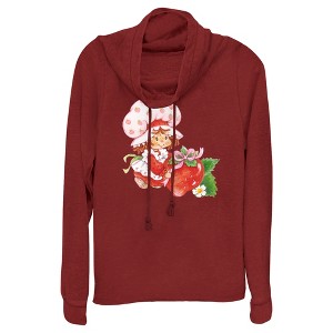Juniors Womens Strawberry Shortcake Watercolor Berry Cowl Neck Sweatshirt - 1 of 3