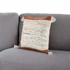 20" X 20" Brown and White Cotton Abstract Throw Pillow - 2 of 4