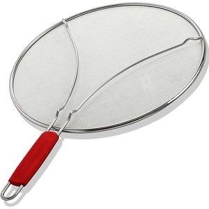 Alpha Living Splatter Guard for Frying Pan & Food Strainer and Universal Cookware 13" - Stops Hot Oil Splash - RED Handle - 1 of 4