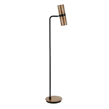 Hampton & Thyme 62" Tall Floor Lamp with Metal Mesh Shade Matte Black/Brass