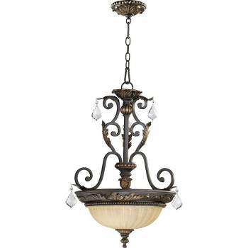 Quorum Lighting Rio Salado 3-Light Pendant, Toasted Sienna/Mystic Silver, 19Wx26H, Chain Hanging, Incandescent, Damp Rated