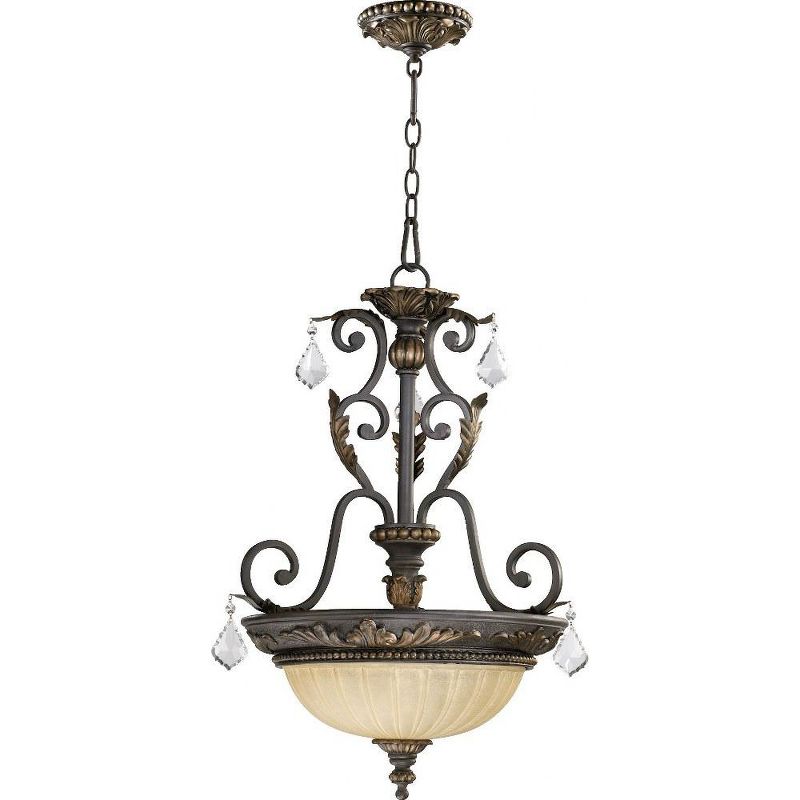 Quorum Lighting Rio Salado 3-Light Pendant, Toasted Sienna/Mystic Silver, 19Wx26H, Chain Hanging, Incandescent, Damp Rated, 1 of 2