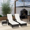Resenkos Wicker Outdoor Chaise Lounge Chair Set, 5-Level Adjustable Backrest PE Rattan Pool Lounge Chair With Wheels, Cushion & Headrest, Brown, Cream - 3 of 4