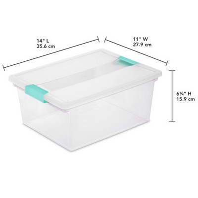Clear Plastic Stackable Storage Bin with Latching Lid, 14" x 11"