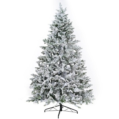 Syemin Artificial Plants Flocked 7FT PE PVC Mixed Christmas Tree Gentle Flocked Snow fits Family Rooms Has Lifelike Branches, White, 47.2"*14.1"*15.7"