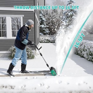 12in Cordless Snow Shovel, Brushless Motor Electric Snow Removal Blower with LED Light, Battery & Charger, 16.5ft Snow Thrower with 180° Chute - 1 of 4