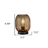 HomeRoots Set of Two 7" Black Metal Lantern Bedside Lamps With Black Lattice Cage Shade - 3 of 4
