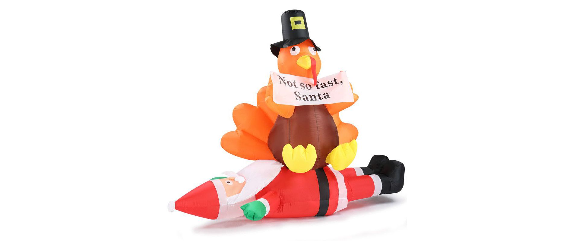 Karl Home 4.9 FT Lighted Turkey Sitting on Santa Claus Christmas Inflatable Decoration