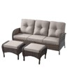Gymojoy Outdoor 3-Seat Sofa PE Wicker Sofa Patio Sofa Couch - 2 of 4