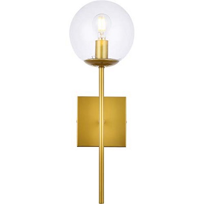 Elegant Lighting Neri 1 light brass and clear glass wall sconce