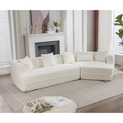 FURNIinspire Modular sofa, modern minimalist style sofa,  upholstered, round fiber fabric, Dimension exten, creamy-white, 128*43*26