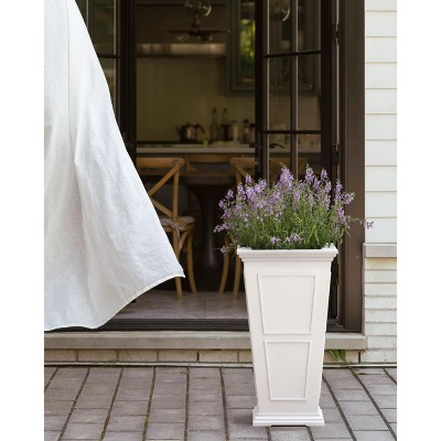 White Tall 26-inch Recycled Plastic Planter for Indoor/Outdoor Use