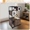 Cat Litter Box Enclosure, Hidden Litter Box Cabinet with Condo, Hammock, Scratching Mat & Post, Cat House with Storage Shelves & Wheels - 3 of 4