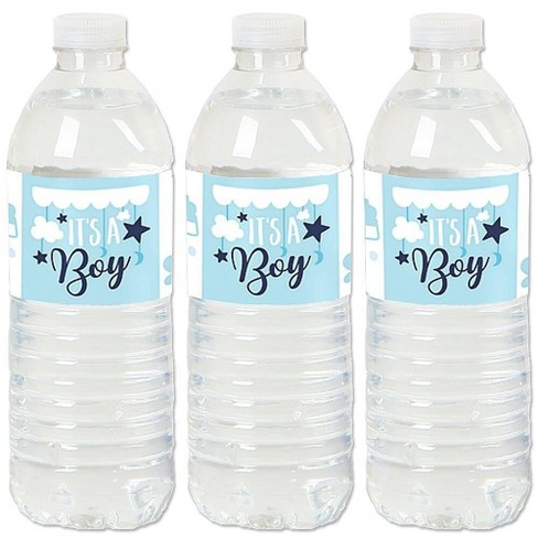 Water Bottle Labels Little Man Bowtie Teal Gold Baby Shower