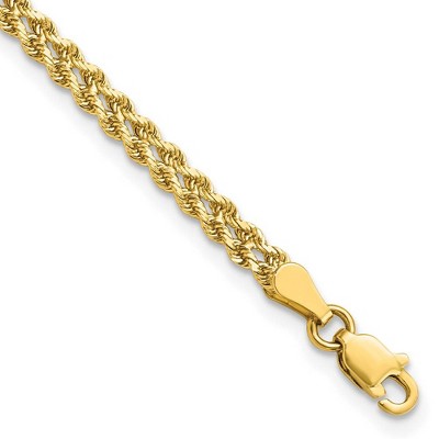 Black Bow Jewelry 3mm Diamond Cut Double Rope Strand Bracelet in 14k Yellow Gold