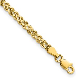 Black Bow Jewelry 3mm Diamond Cut Double Rope Strand Bracelet in 14k Yellow Gold - 1 of 4