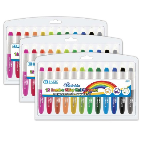 12 Colors Large Crayons for Toddlers and 12 Colors Washable Silky