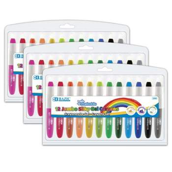 BAZIC Products® Washable Jumbo Silky Gel Crayons, 12 Per Pack, 3 Packs