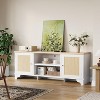 TV Stand for TVs Up to 70", Rattan Entertainment Center with 2 Cabinets & Open Shelf - 4 of 4
