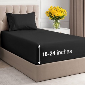 Extra Deep Pocket 4 Piece Sheet Set - Soft Bed Sheets, Fits 18"-24" Mattresses - CGK Linens - 1 of 4