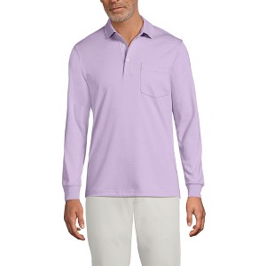 Lands' End Men's Long Sleeve Cotton Supima Polo Shirt with Pocket - 1 of 3