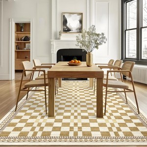 Modern Washable Area Rug for Living Room, Foldable Geometric Throw Carpet with Non Slip Backing, Low Pile Stain Resistant Floor Cover - 1 of 4