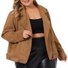 Agnes Orinda Women's Plus Size Faux Suede Lapel Collar Long Sleeve Zipper Moto Jacket - image 2 of 4