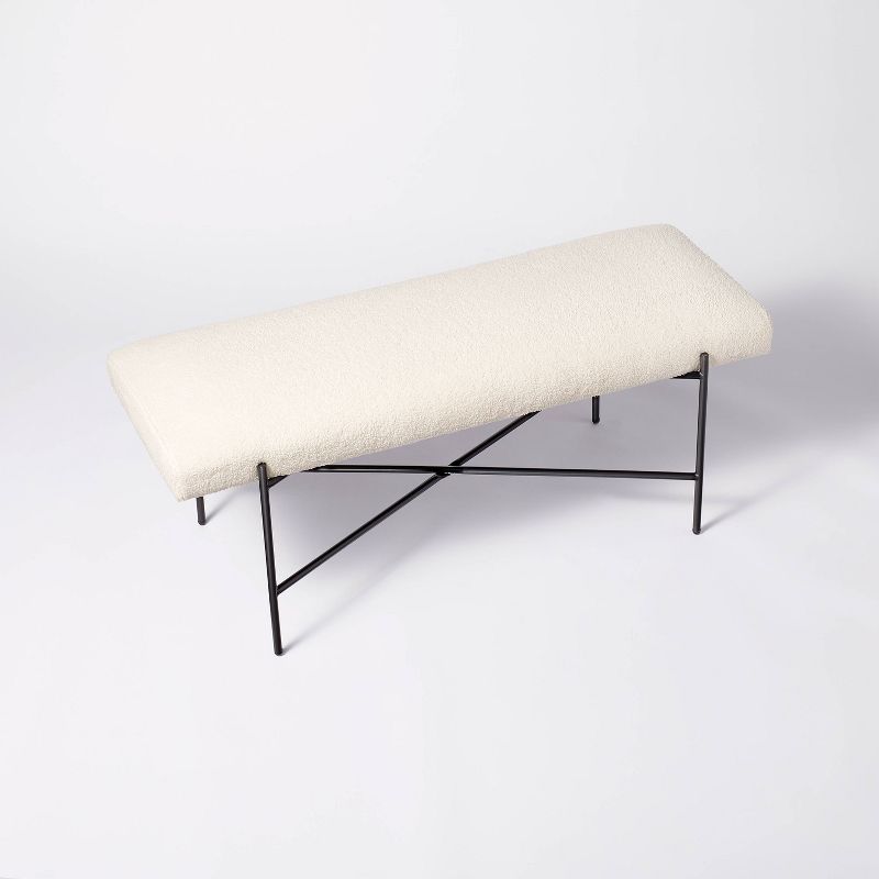 Clarkston Metal Base Upholstered Bench Cream Boucle - Threshold&#8482; designed with Studio McGee, 5 of 17