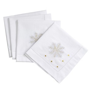 Saro Lifestyle Hemstitched Holiday Napkin, 20" Square, White (Set of 4) - 1 of 3