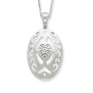 Black Bow Jewelry Rhodium Plated Sterling Praying & Believing with You Necklace, 18 Inch - 1 of 4