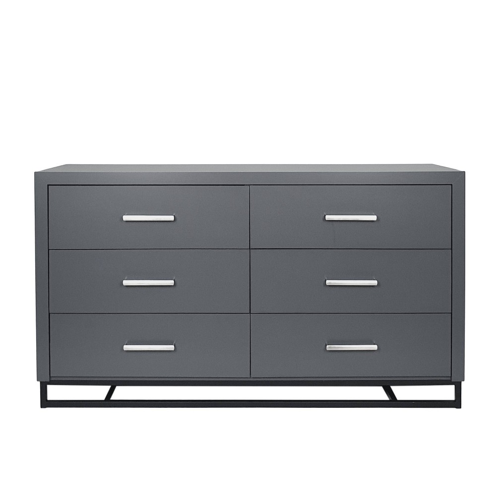 Christopher Knight Home Beeson 6 Drawer Double Dresser Charcoal Gray/Black