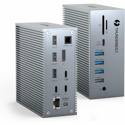 TOTU Thunderbolt 3 Dock, 18-in-1 Thunderbolt 3 USB C Docking Station with 8K DP, 1 Gbps Ethernet, USB-A 10Gbps, USB-C 3.2, SD/TF, Audio, Optical Out