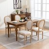 French Linen Dining Chairs Set of 2 with Upholstered Round Back,Antique Finish Solid Wood Frame for Dining Room-Baofuwish - 3 of 4