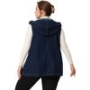Agnes Orinda Women's Plus Size Hoodie Zipper Up Pocket Denim Oversized Sleeveless Jean Jackets - 4 of 4