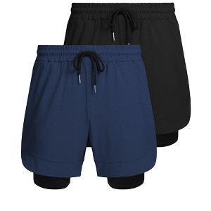 COOFANDY Men's 2 Pack Running Shorts 2 in 1 Workout Shorts Quick Dry Gym Training Athletic Jogger with Phone Pockets - 1 of 4