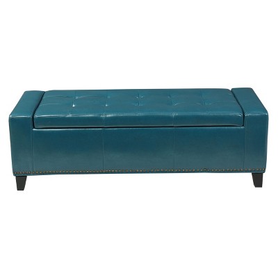 Chelsea Storage Ottoman with Studs - Teal - Christopher Knight Home
