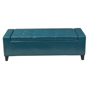 Chelsea Storage Ottoman With Studs - Teal - Christopher Knight Home, Blue