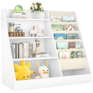SUGIFT 4-Tier Kids Bookshelf and Toy Storage, 5 Layer Fabric Toddler Bookshelf, Kids Toy Storage Organizer, Sling Kids Bookcase - 1 of 4