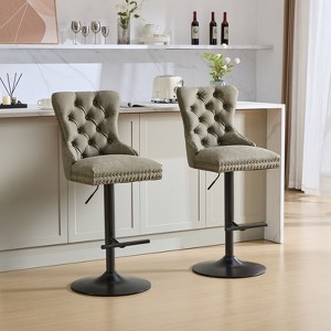 CAVINAS 25"-33" Luxury Swivel Bar Stools,Set of 2,Upholstered Counter Height Barstools with Adjustable Seat Height,Backs Comfortable Tufted - 1 of 4