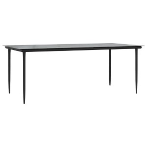 vidaXL Patio Dining Table Black 78.7"x39.4"x29.1" Steel and Tempered Glass - 1 of 4