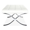 HomeRoots 24" White Genuine Leather and Silver Tufted Footstool Ottoman - 3 of 4