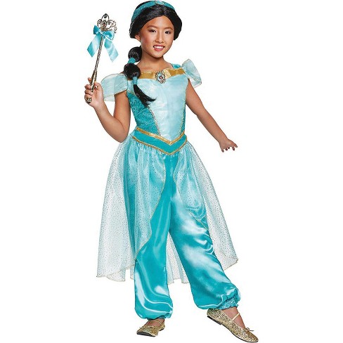 Girls' Aladdin Classic Jasmine Jumpsuit Costume - Size 4-6 - Blue : Target