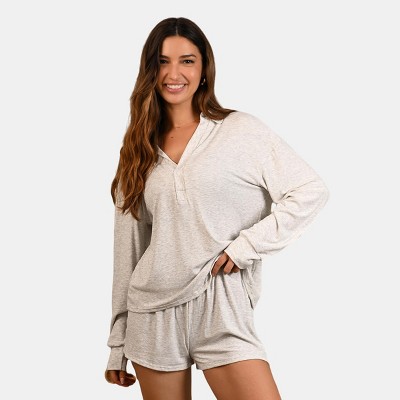 Women's Cozy Heathered Loungewear Set for Ultimate Relaxation - Cupshe-M-Gray
